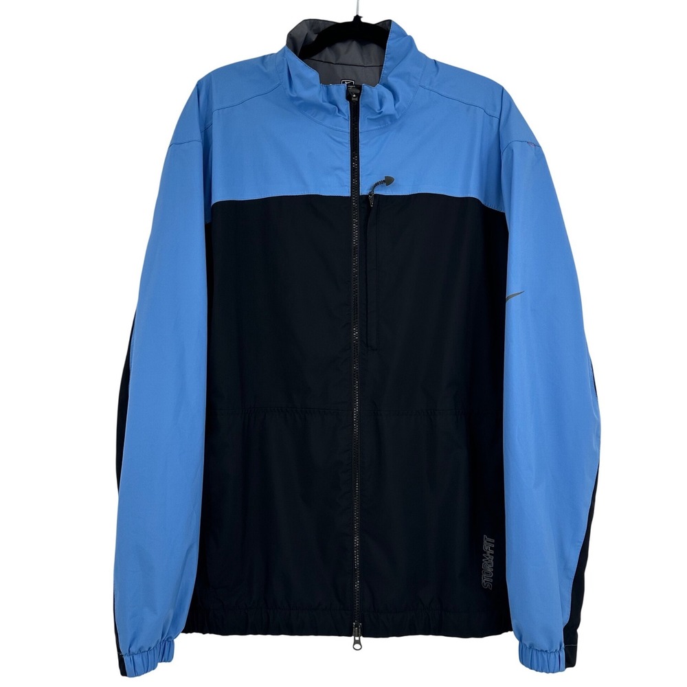 Nike Golf Storm-FIT Jacket Mens Large Blue Black Full Zip Windbreaker Rain Coat